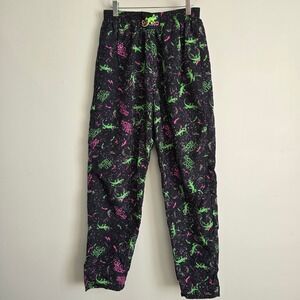 Vintage Gecko Hawaii Pants‎ Women Medium Neon Wild Paint Splatter Retro 90s